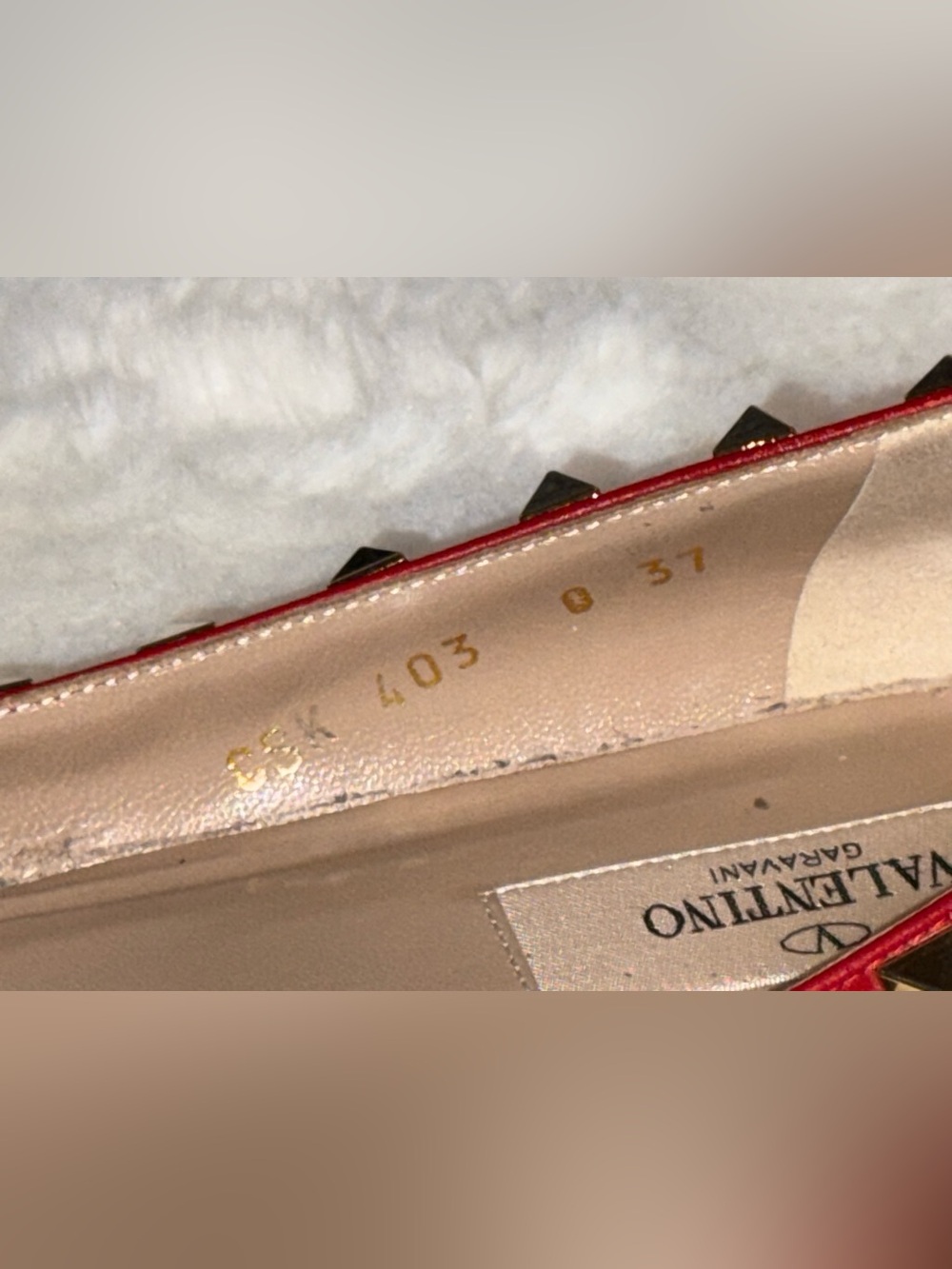 Authentic Valentino Garavani Rockstud Red Leather Point Flats Shoes GUC SmCut 37 - Picture 4 of 16